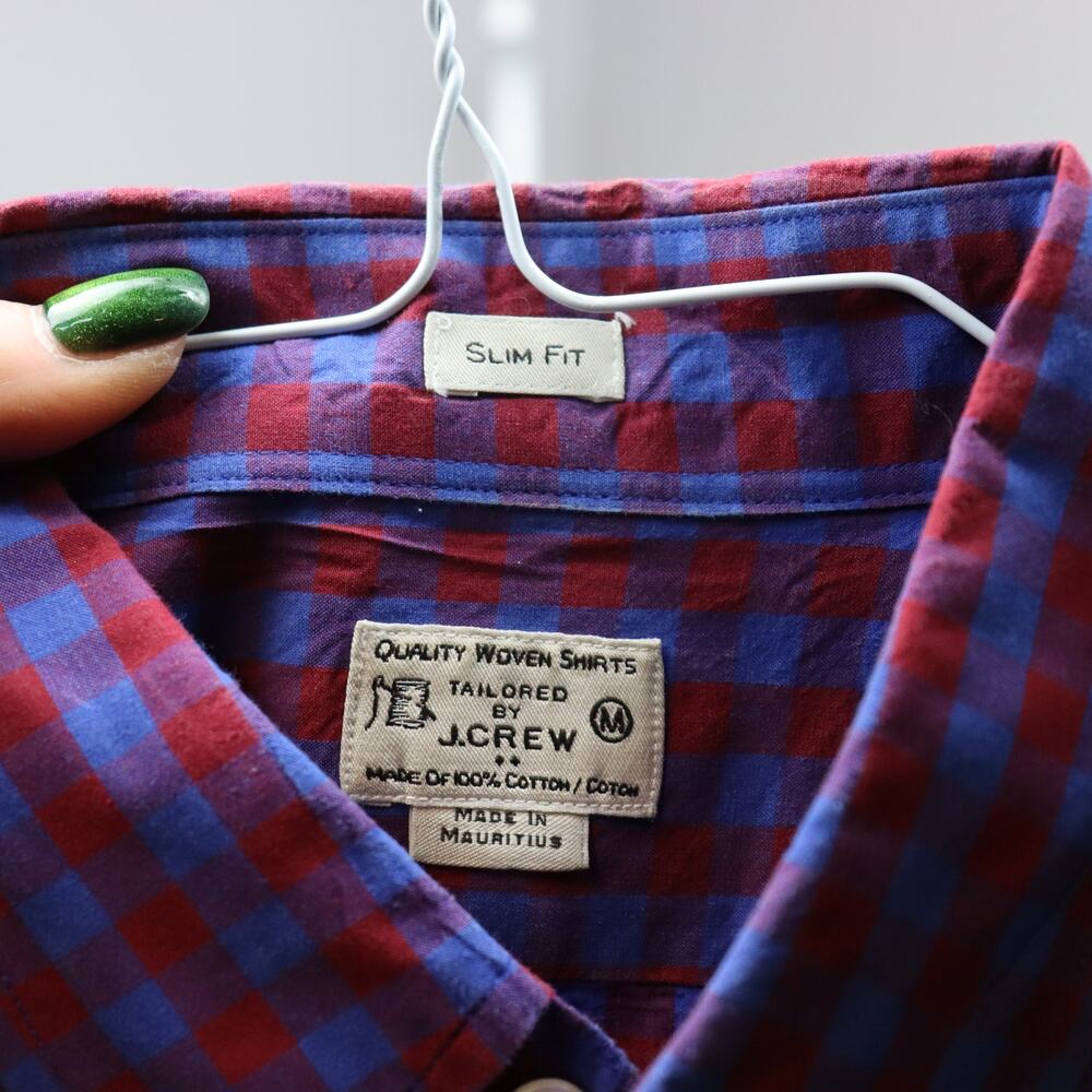 J.Crew Slim Fit Quality Woven Shirt in Red Blue Gingham Men’s Size M